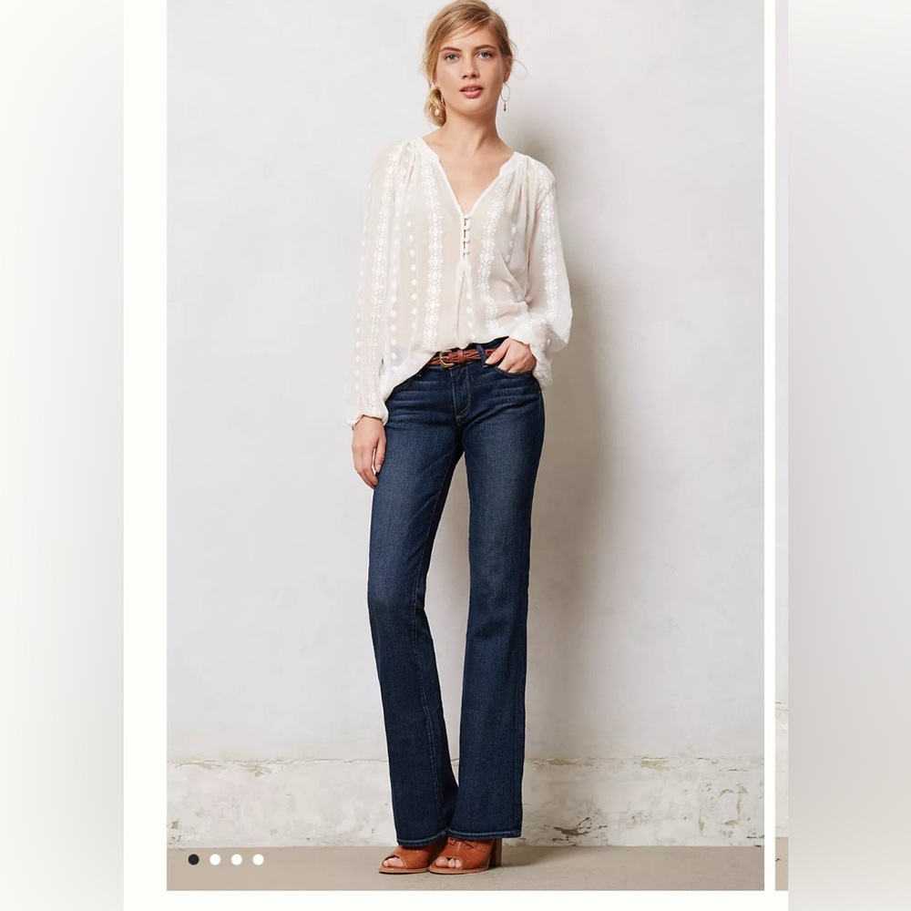 PAIGE Dark Blue Skyline Boot Cut Jeans Y2K low rise